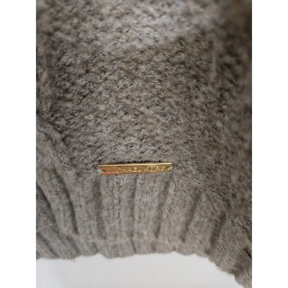 Michael Kors Oatmeal Beige Cable Knit Cowl Neck Turtleneck Sweater Womens Medium